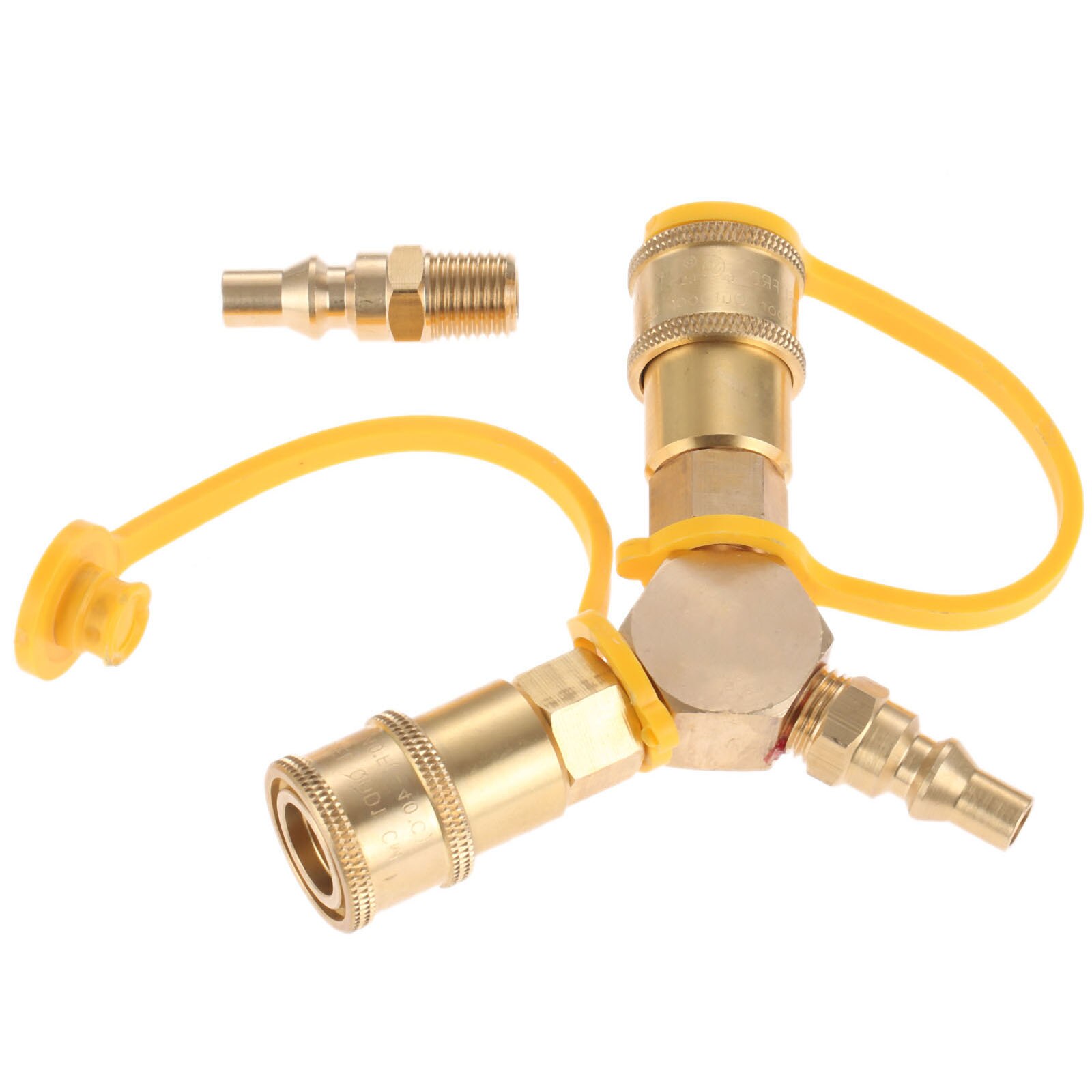 2pcs/kit 1/4inch RV Propane Quick Connect 2-way Y Splitter Adapter+ 1/4" Fitting Hose to Motorhome Tabletop Grill Brass Parts