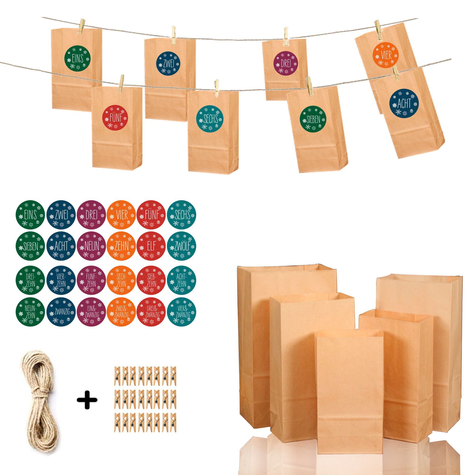 24pcs/set Kraft Paper Bag Christmas Bag Treat Candy Box Birthday Year Party Favor Stand Bags