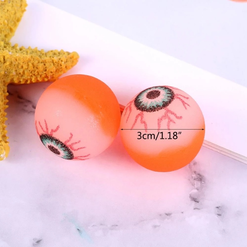 12Pcs Exploding Eyes Bouncy Ball Toy Assorted Halloween Ball Prom Elasticity Colorful Bouncy Rubber Jumping Ball Toy