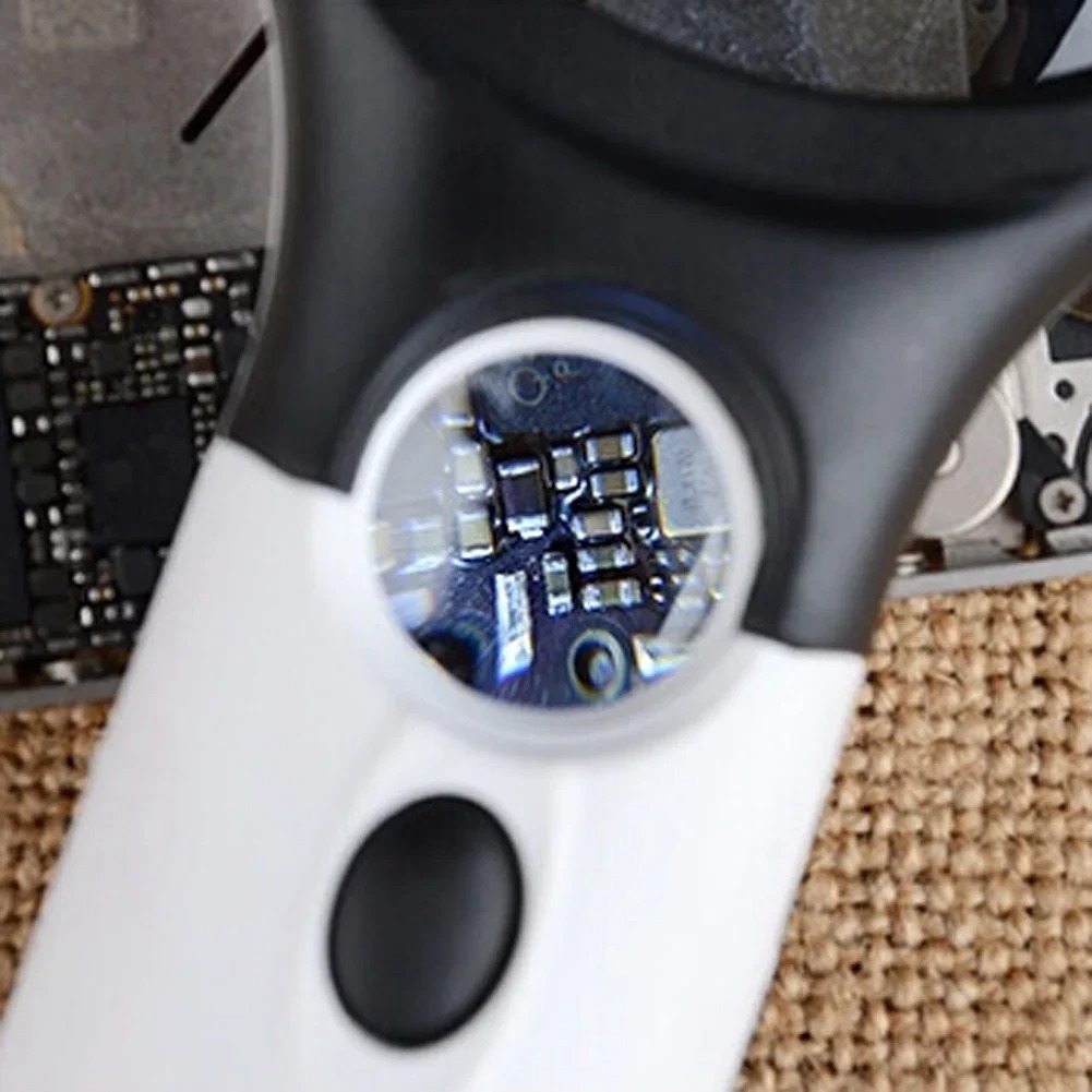 Wit vergrootglas Handheld 45X vergrootglas met 3 LED-licht voor het lezen van vergrootglas Sieradenloep