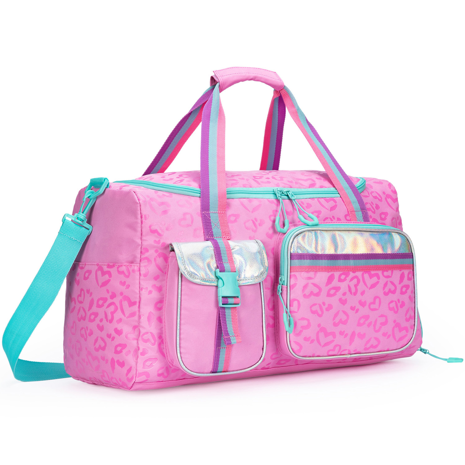 Bolsa de lona para niñas y mujeres, bolsa de viaje para , bolsa de noche para niñas y mujeres, bolsa de dormir para niñas, bolsa de baile para gimnasio, 1 ud.: Rosa