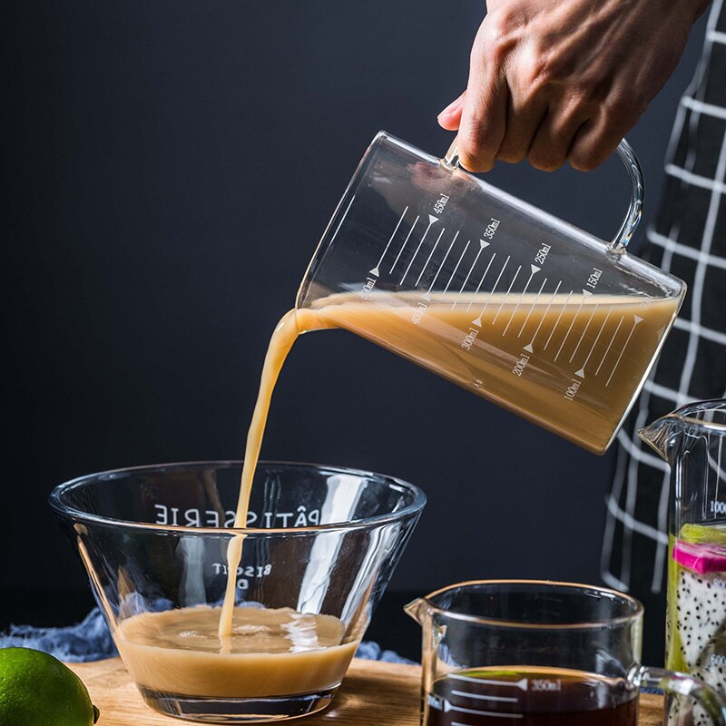Heat-resistant Glass Beaker Laboratory Borosilicate Glass with Handle Transparent Beaker Measuring Cup Kitchen Bar Products