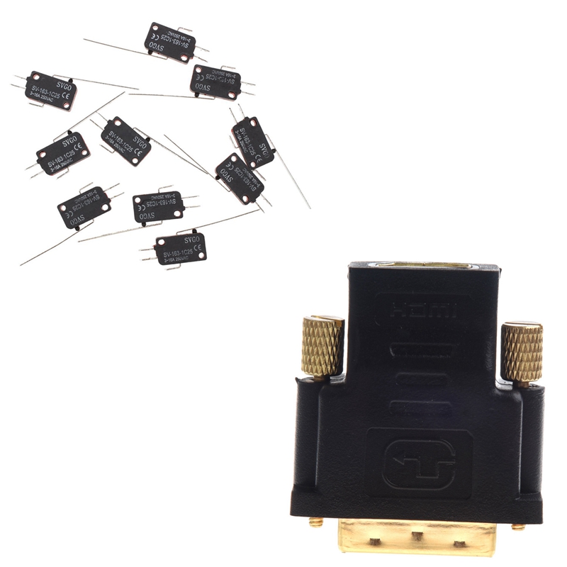 Gold Plated HDMI Female To DVI-D Male Video Adaptor With 10 PCS Mini Limit Switch