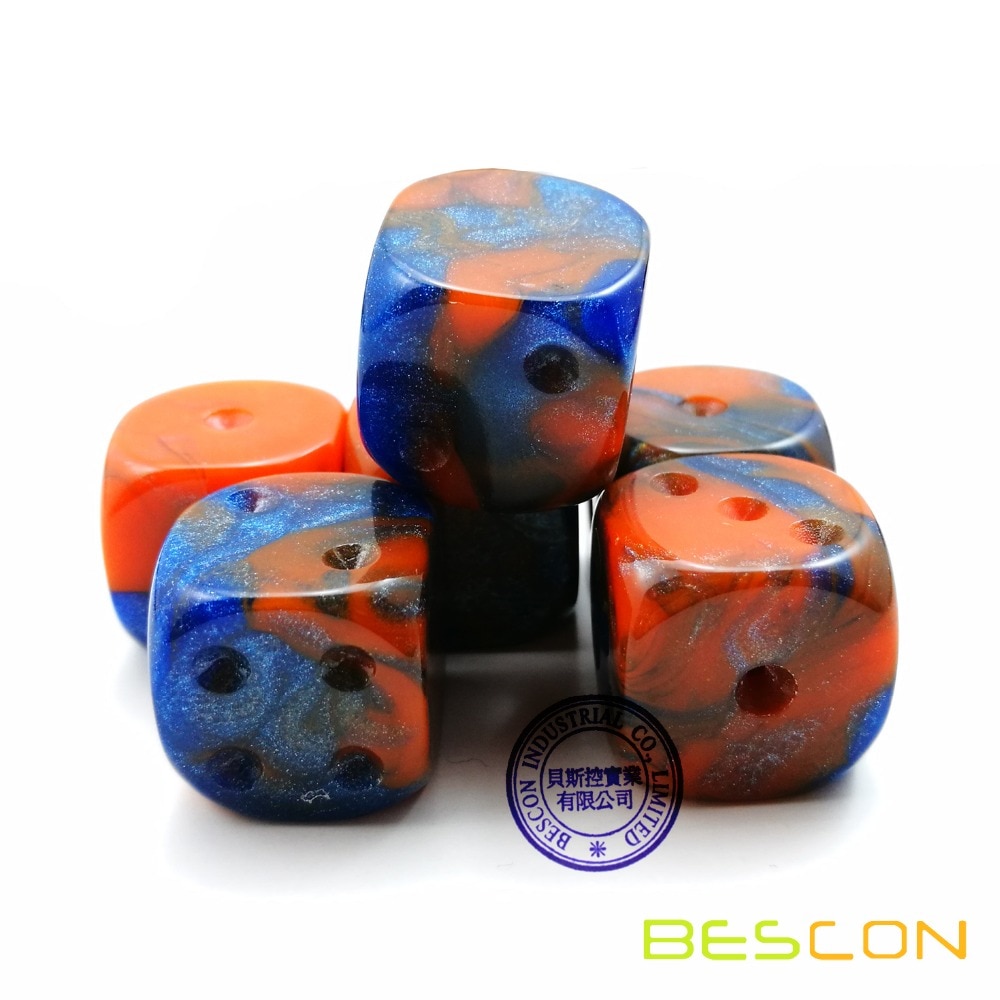 Bescon Unpainted Gemini 16 Mm Spel Dobbelstenen Met Lege 6th Side, 3 Assorti Kleur Set Van 18 Pcs, twee Tone Dice