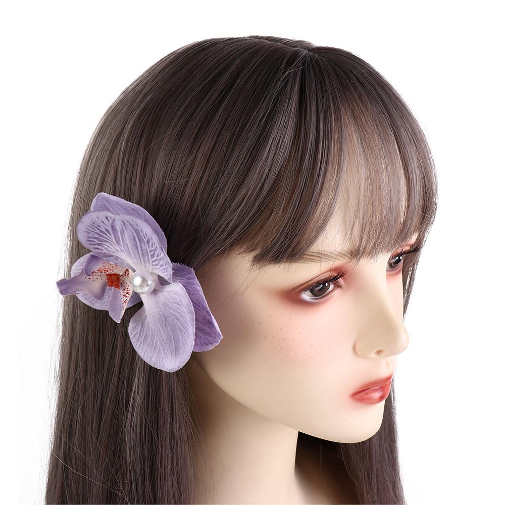 Pince à cheveux fleur rose, coiffure orchidée, épingle à cheveux, ornement, barrettes latérales, bohème, patients, accessoires pour cheveux