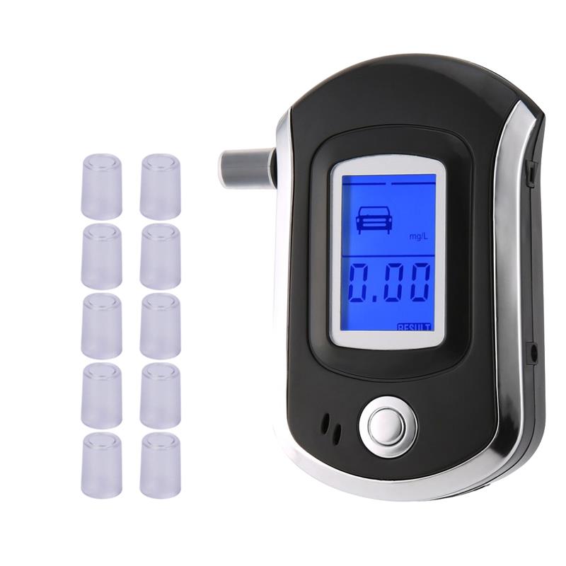 AT6000 Smart Adem Alcohol Tester Digitale Lcd Blaastest Analyzer AT6000 Alcohol Gas Analyzers Met 11 Mondstukken En Doos