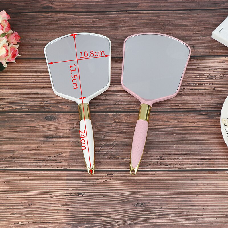 1pcs Plastic Vintage Hand Mirrors Makeup Vanity Mirror Rectangle &Round Hand Hold Cosmetic Mirror With Handle