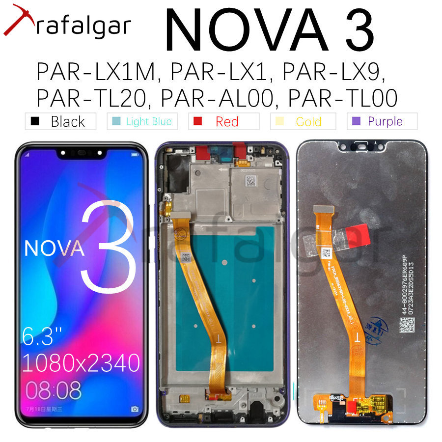 Trafalgar Display For Huawei Nova 3 LCD Display PAR-LX1 Digitizer Touch Screen For Huawei Nova 3 Display With Frame Replacement