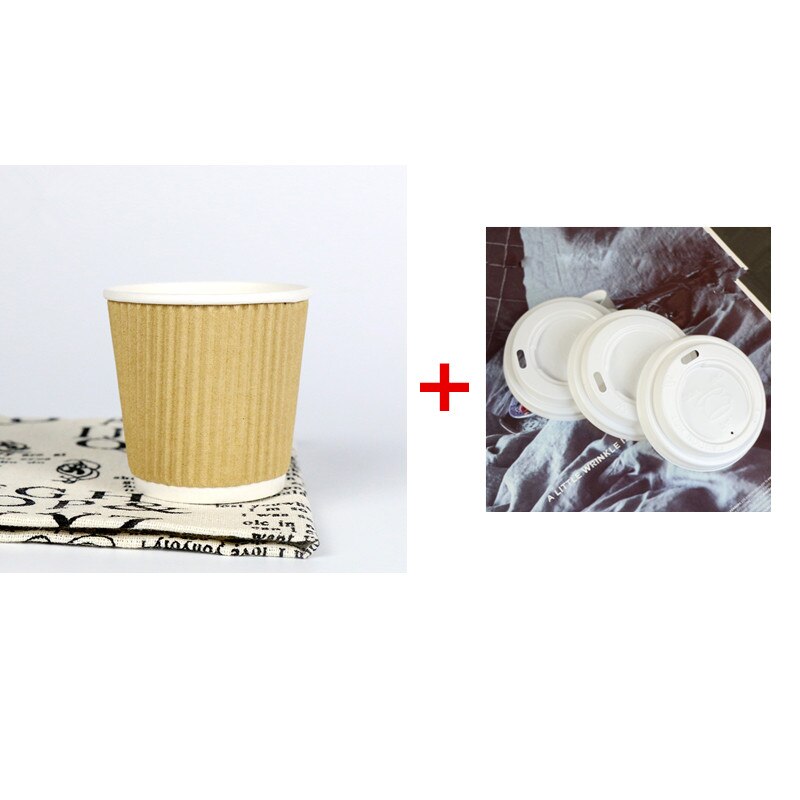 50 Stuks Double Layer Thicken Wegwerp Koffie Cup 4 Oz 100 Ml Kleine Mini Melk Drinken Thee soja Papier Cups Met Covers: cup and lid