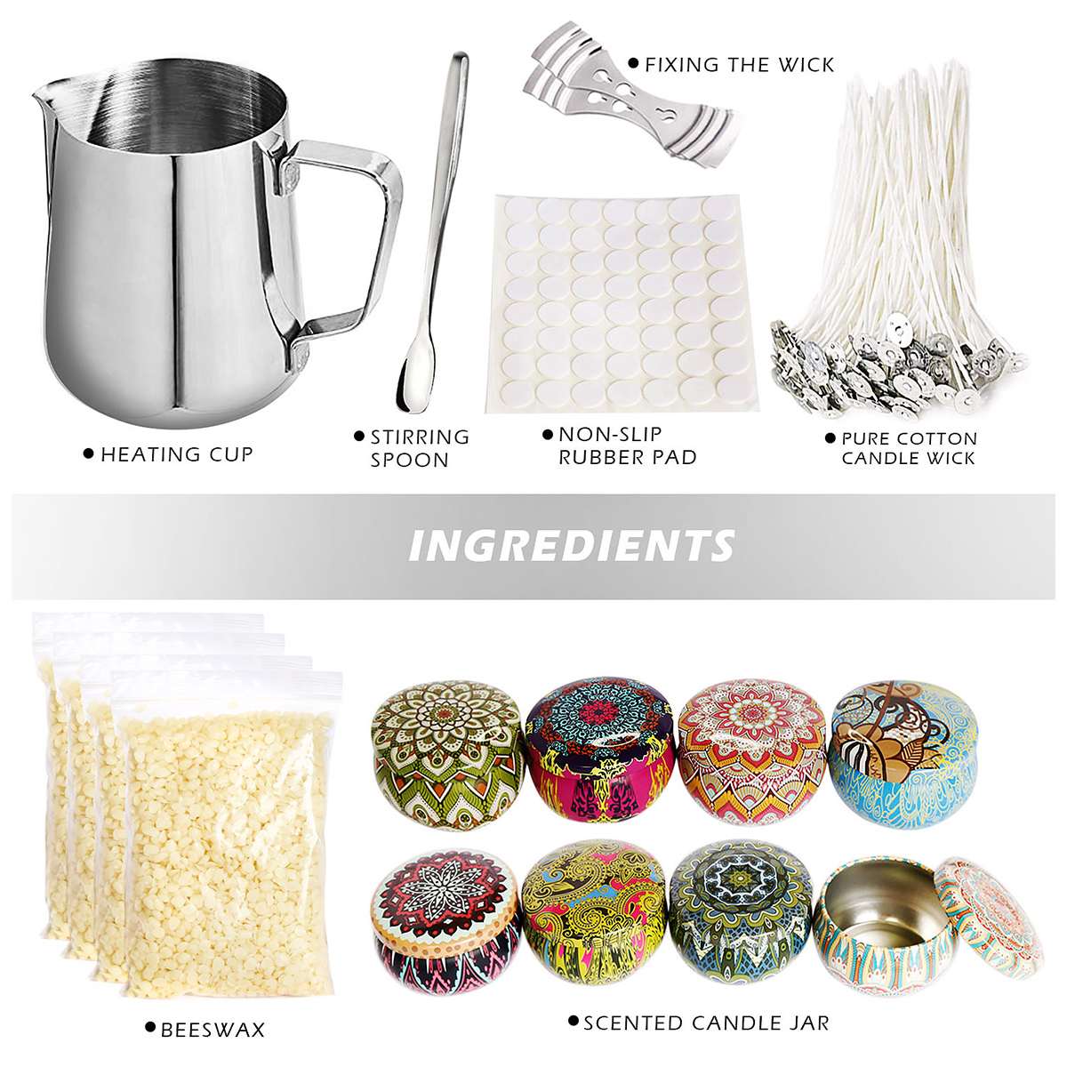 7Pcs Candle Making Kit DIY Candles Craft Tool Set with Candle Make Pouring Pot Wicks Wax Kit DIY Candles Making Supplies