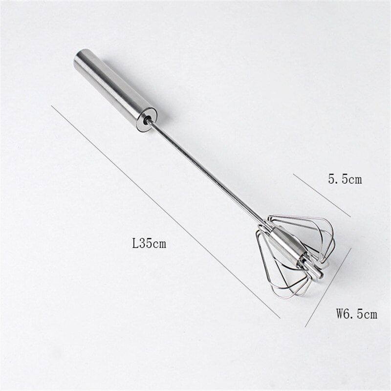 Semi-automatic Egg Beater 304 Stainless Steel Egg Whisk Manual Hand Mixer Self Turning Egg Stirrer Kitchen Accessories Egg Tools: L