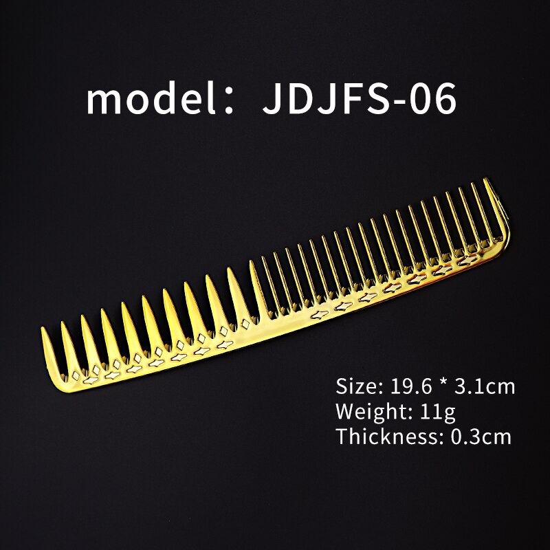 Brosse à cheveux double peigne plaqué or, outil de coiffure pour salon de coiffure, brosse à cheveux emmêlée, peigne à tête d&#39;huile pour barbe, coupe de cheveux, brosse à teinture: JDJFS-06