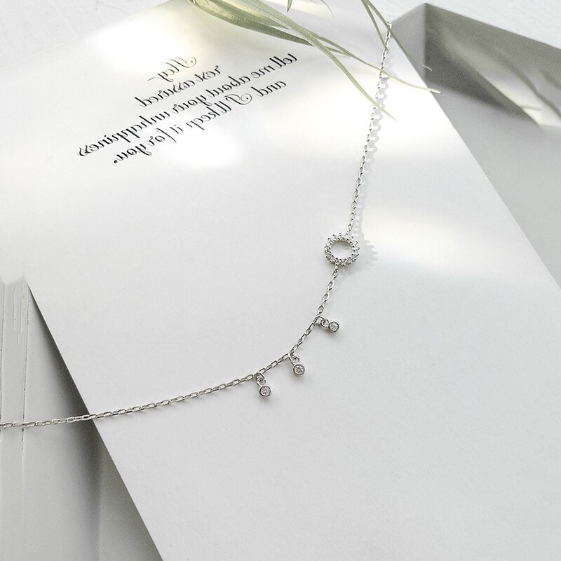 Tobillera de Plata de Ley 925 para mujer, pulsera con borla de circonita redonda, tobillera geométrica, joyería de playa de verano