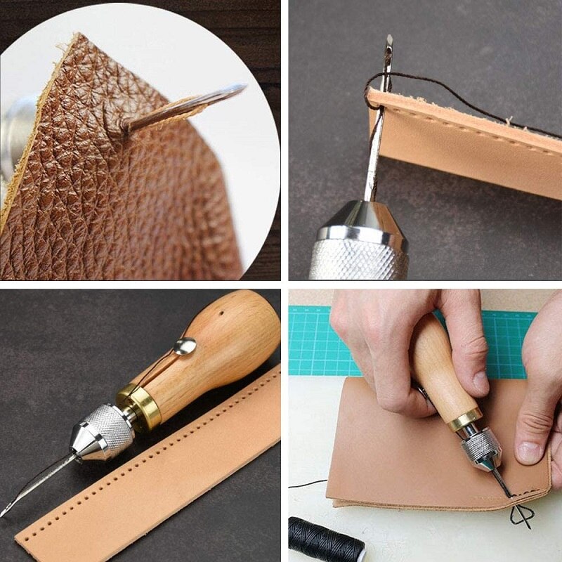 Leather Sewing Awl Kit Hand Speedy Stitcher Set Leather Craft Stitching Waxed Thread Needles Leather Craft Stitch Shoemaker Tool