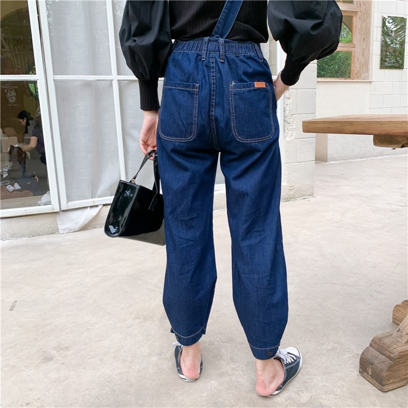 Ouder-kindkleding, moeder en kind herfst slabbetje, afneembare een-schouder slabbetje jeans