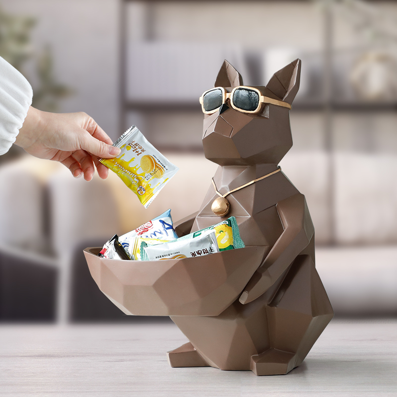 Figuritas de resina para perros y gatos, artesanía moderna, animales en miniatura, bonitos adornos para el hogar, decoración de oficina, cuenco de almacenamiento tallado coleccionable