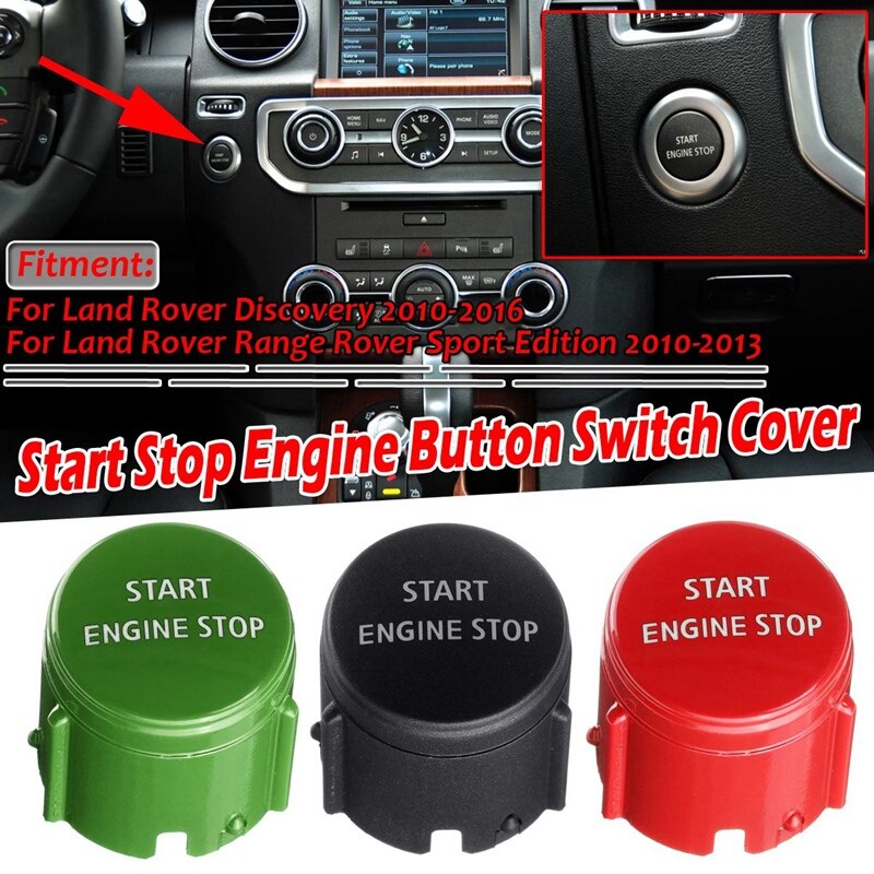 Start Stop Engine Switch Push Button Cover for Land Rover Range Rover Sport Edition Discovery 4: Black