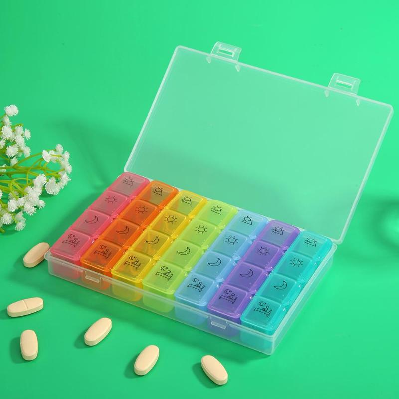Mini Pillendoosje Organizer Tablet Houder 28 Grid 7 Dagen Wekelijkse Pillendoosje Geneeskunde Opbergdoos Dispenser Pillendoosje Splitter