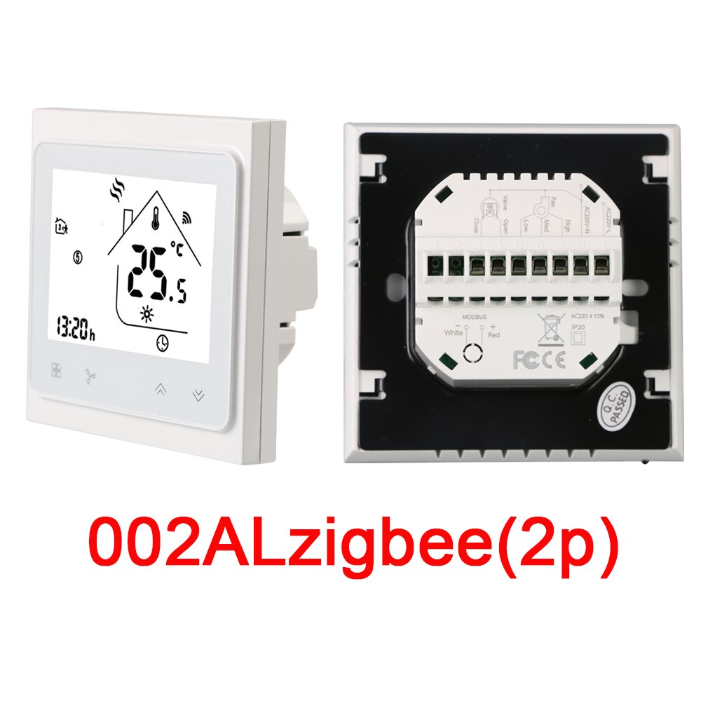 ZigBee Smart Thermostat Programmable 2P 4P fan coil Temperature Controller Compatible with Tuya APP Remote Alexa Google Control: 002ALZigBee-white