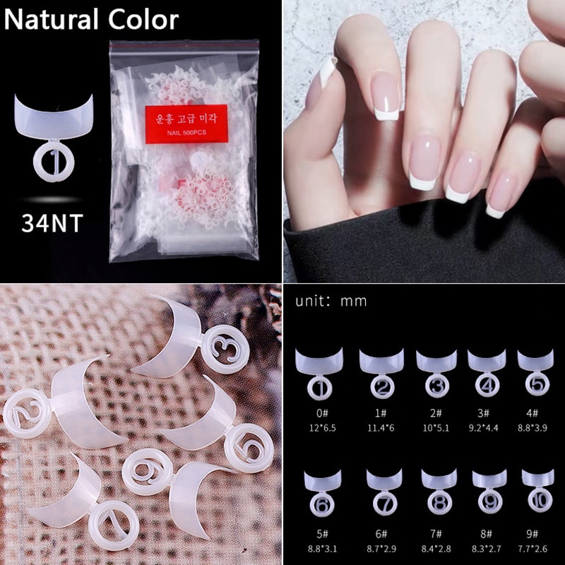 500 stuks/pak diy nagels manicure salon tools nagel tips witte halfdekkende kunstmatige nepnagel uv-gel