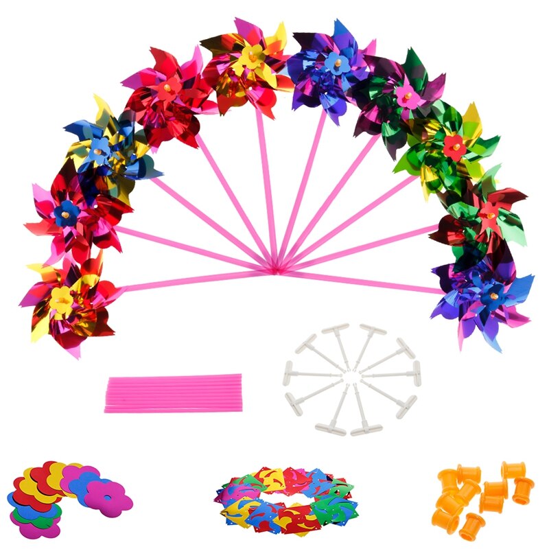 10Stck Kunststoff Windmühle Windrad Wind Spinner freundlicher Spielzeug Garten Rasen Party Dekor