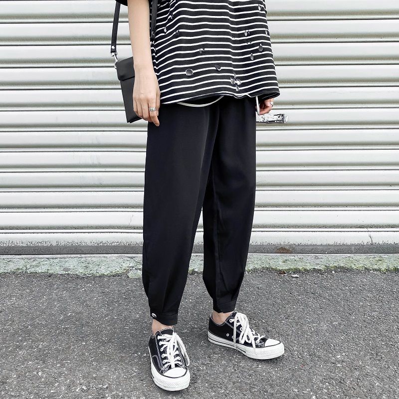 Sommer tynde afslappede bukser herre ensfarvet business kjole bukser mænd streetwear løse britisk stil haremsbukser m -2xl
