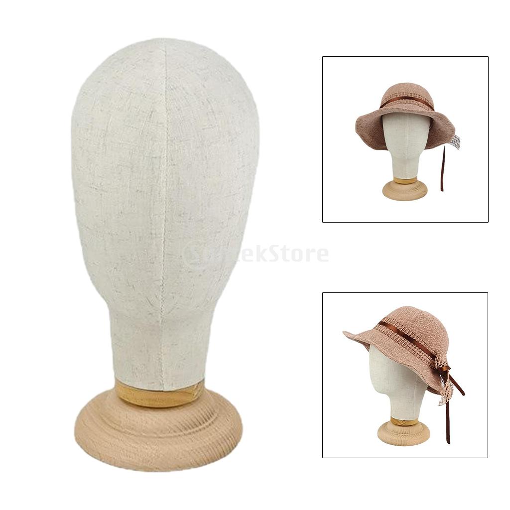 21 tommer kork lærred blok hoved mannequin manikin paryk fremstilling af hat display styling hoved med træ stativ beige