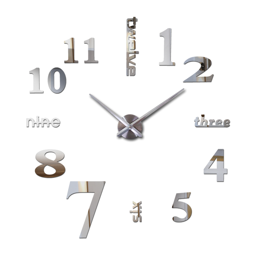 Horloge à Quartz pour montres de | Autocollant mural 3d, grand format, miroir ruché, moderne, tendance, , bricolage