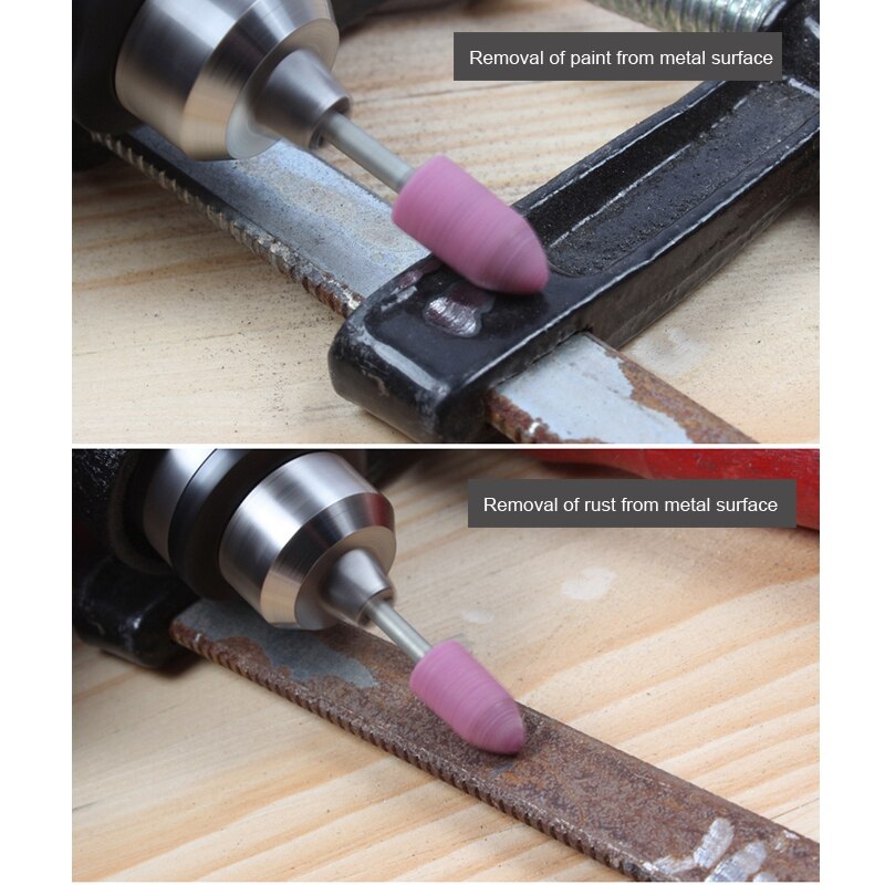 10 stuks schuurstenen voor dremel accessoires slijpsteenkop voor dremel roterende gereedschappen kogelvormig roze