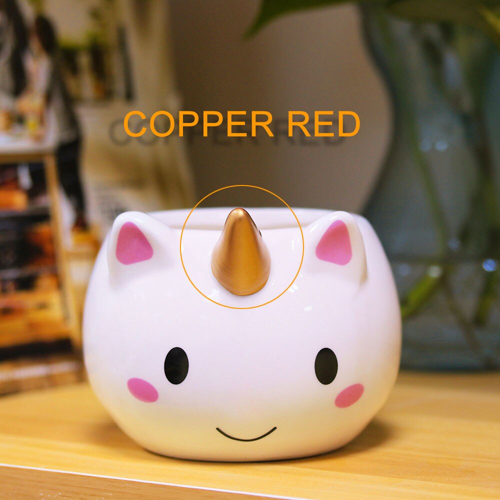 Tasse licorne arc-en-ciel, tasse licorne 3D, tasse à café en céramique, or stéréo, mignon, 300ml: copper
