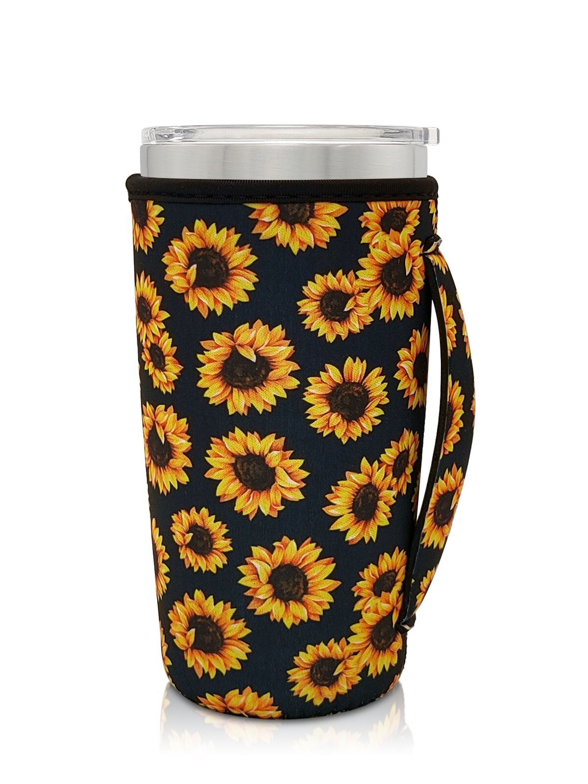 Reusable Iced Coffee Cup Sleeve Neoprene Insulated Sleeves Cup Cover Holder Idea for 20oz Tumbler Cup: Sunflower