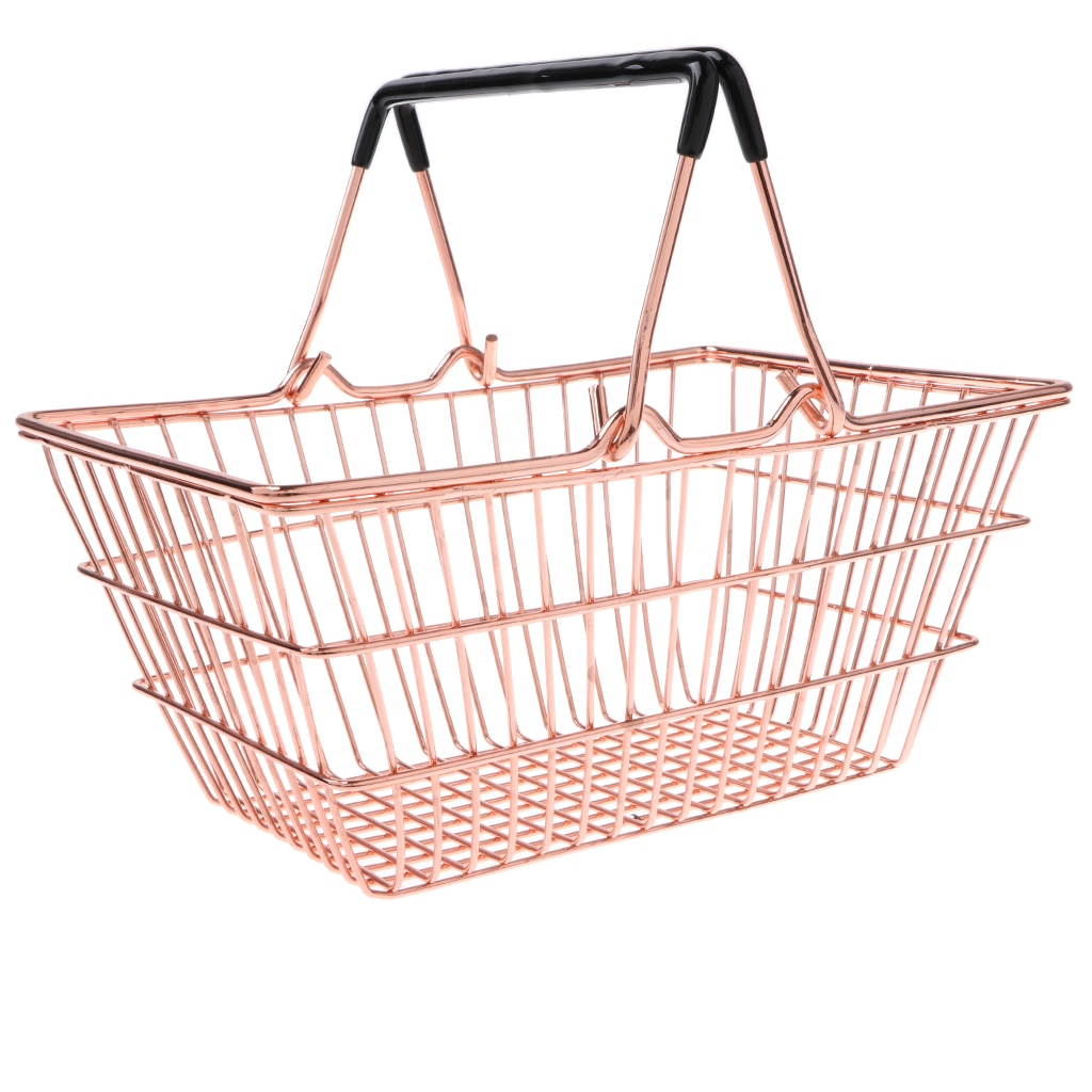 Kids Mini Metal Supermarket Shopping Basket For Kitchen Fruit Vegetable Food Grocery Storage Pretend Play Tools Toy