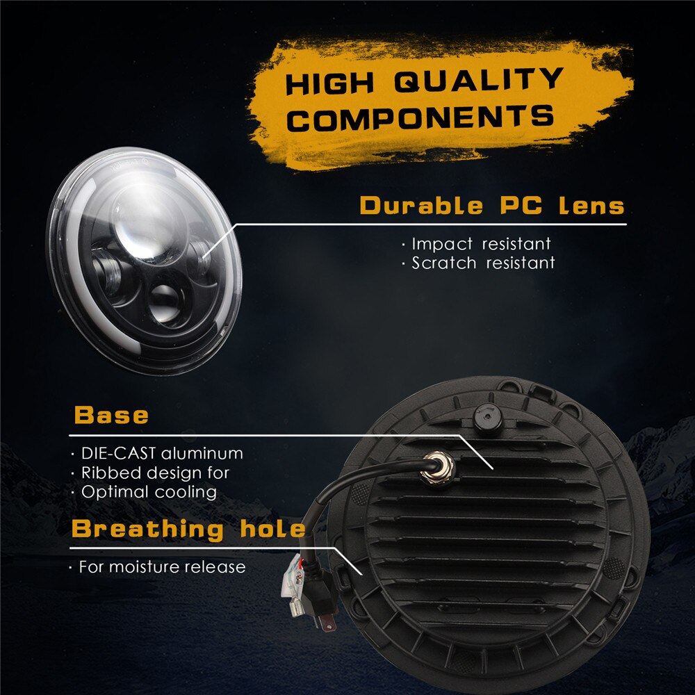 1 paar Auto Scheinwerfer Lichter 45W Auto LED Lampe H4 7 Zoll Auto Zubehör Engel Augen H4 LED Scheinwerfer für Lada Niva 4X4 Uaz Jäger