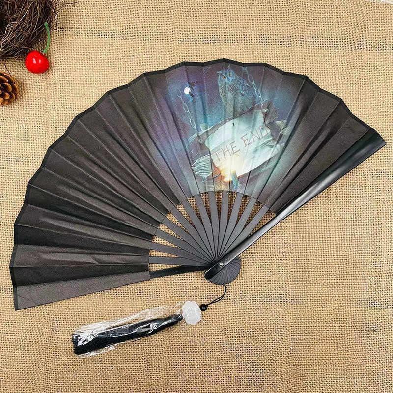 Éventail pliant de style chinois, tissu de danse classique, impression de dragon animal en plastique vintage, ventilateurs à main, accessoires photo, cosplay