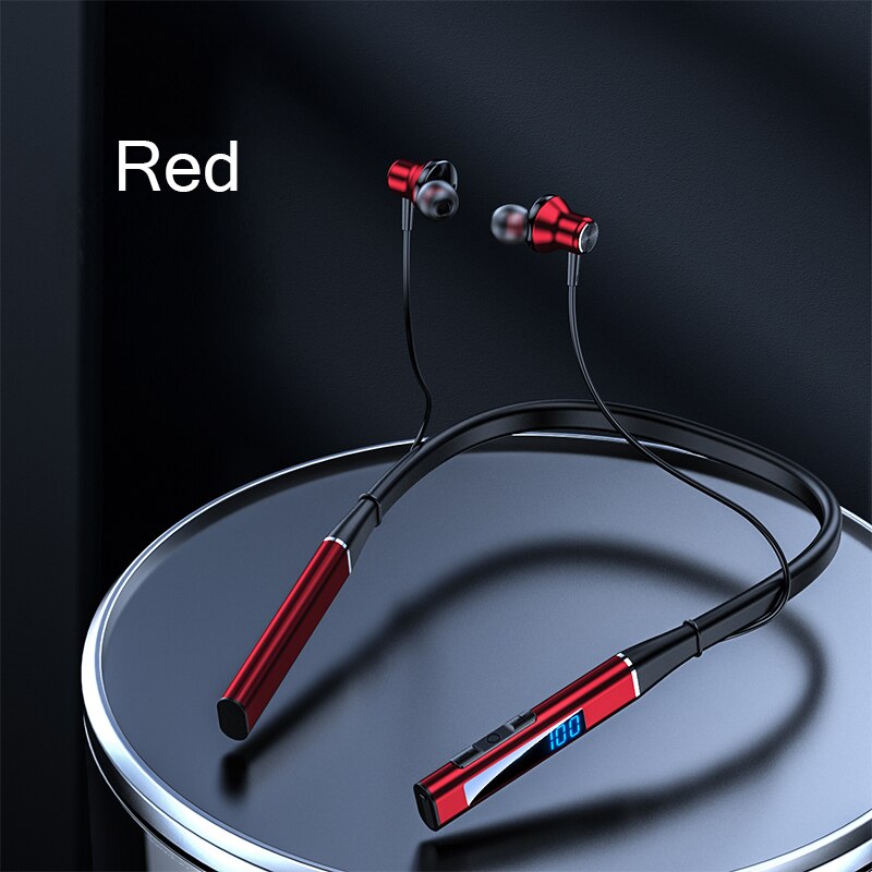 100 Uur Afspelen Draadloze Hoofdtelefoon Bluetooth 5.1 Koptelefoon Magnetische Nekband Sport Waterdichte Oordopjes Voor Apple Xiaomi Huawei: Rood