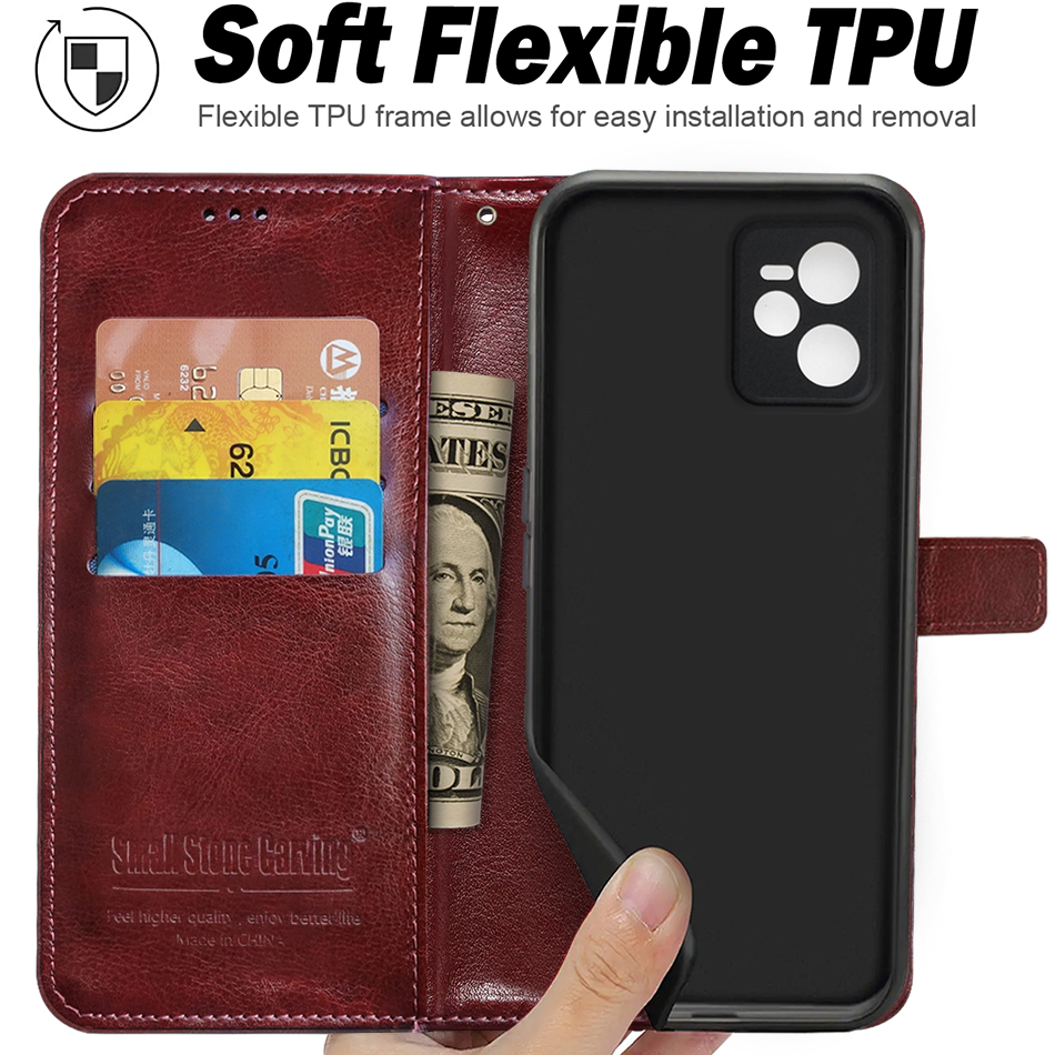 Realme  c35 hoesje rmx 3511 magnetische portemonnee flip leren boekhoesje voor oppo realme  c35 telefoonhoesje  c 35 realmec 35 cover etui kaart