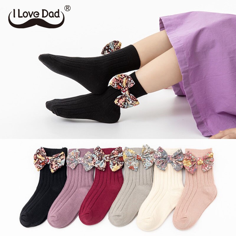 Blume Gedruckt freundlicher Socken Nette BöGen Frühling Herbst Baby Mädchen Kurze Socken Weiche Baumwolle freundlicher Kleinkind Boden Socken