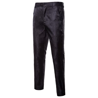 Herre hofstil slim fit jakkesætsbukser | efterårsmærke mandlige darkstripe print jakkesæt bukser mand fest/bryllup/klub bukser: Sort / L