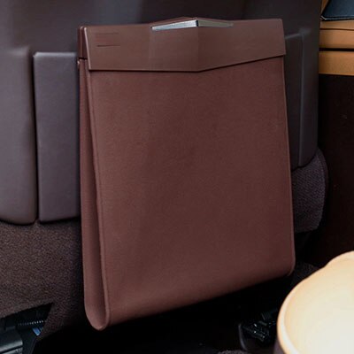 For Toyota RAV4 2022 Car Trash Can Vehicle Garbage Bag Car Hanging Rear Seat Row Folding Storage Bag: brown