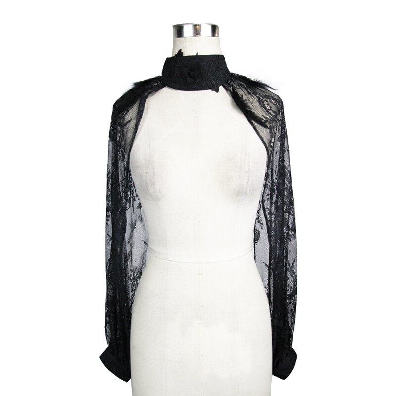 EVA LADY Women's Gothic Gorgeous Lace Sleeve High Collar Puff Sleeve Mesh Collars: Default Title