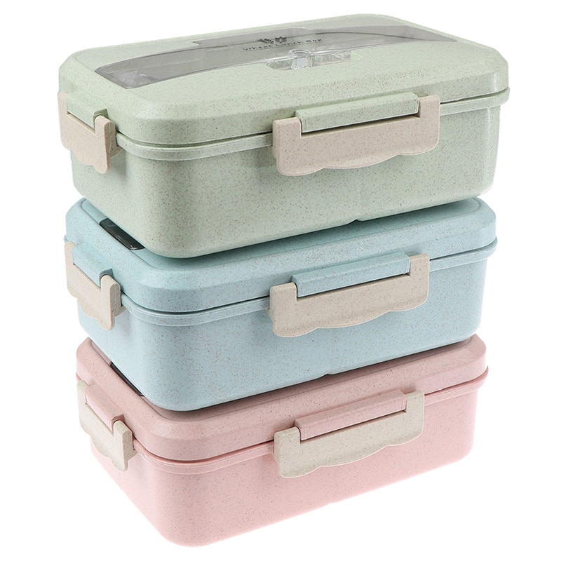 Lunch Box Food Container Korean Sealed Student Plastic Box for Food Bento Box Heated Lunchbox Kids Lunchbox Snack Straw Wheat