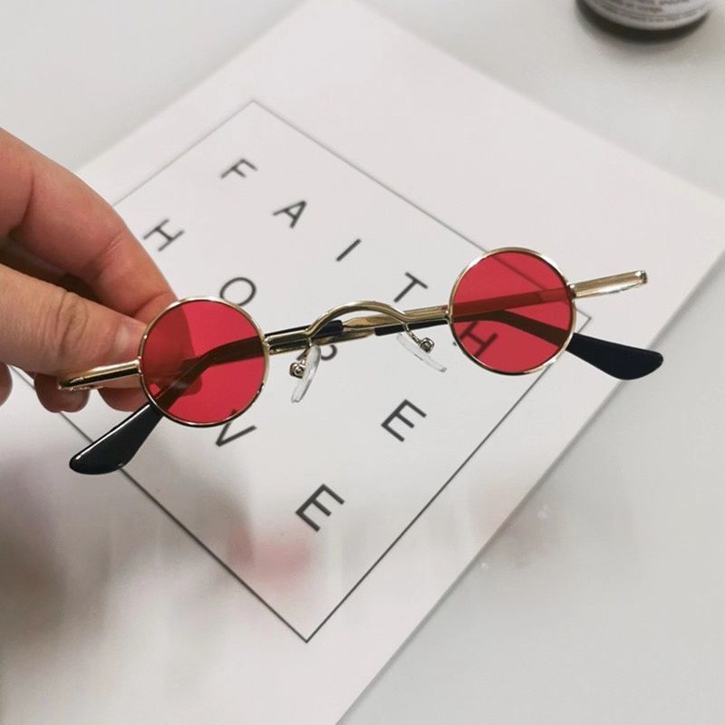 Punk Ronde Zonnebril Prins Bril Retro Zonnebril Mannen En Vrouwen Ultra Kleine Frame Verrader Hip Hop Concave Vorm: C