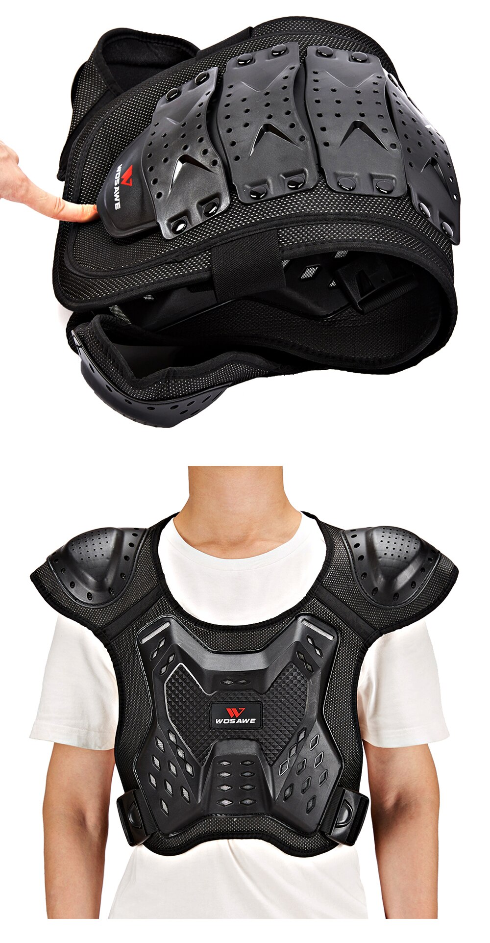 Wosawe Motorfiets Armor Vest Kniebeschermers Elleboogbeschermers Beschermende Gear Set Motocross Racing Off-Road Elleboog Pads Schaatsen Bescherming