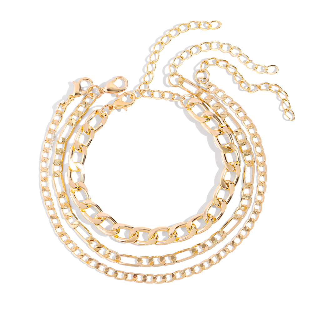 Flatfoosie Hip Hop Crystal Cross Hanger Enkelbanden Voor Vrouwen Golden Metal Link Voet Ketting Strand Sandalen Been Enkelband Sieraden: 016401GD