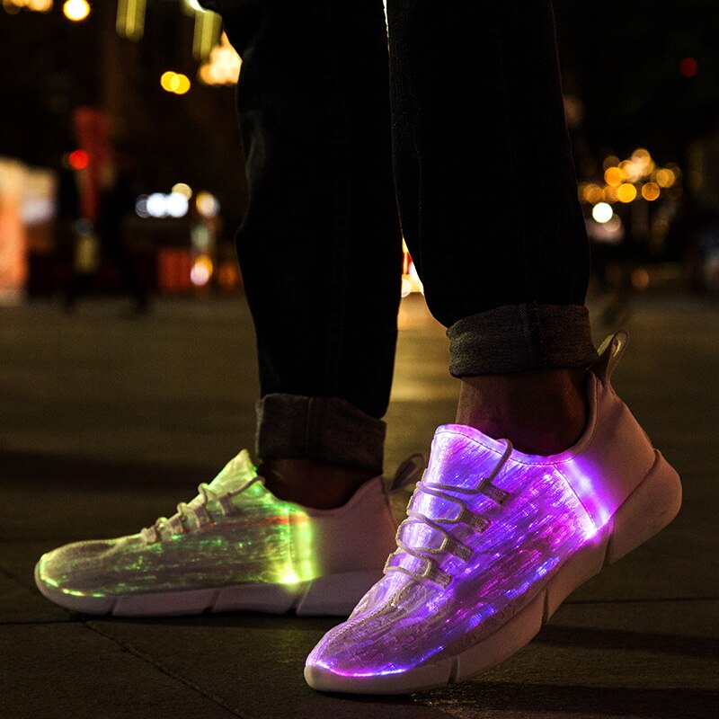 Led chaussures à fibres optiques pour filles garçons hommes femmes USB Recharge brillant baskets homme éclairer nouvelles chaussures d'été taille 35-44