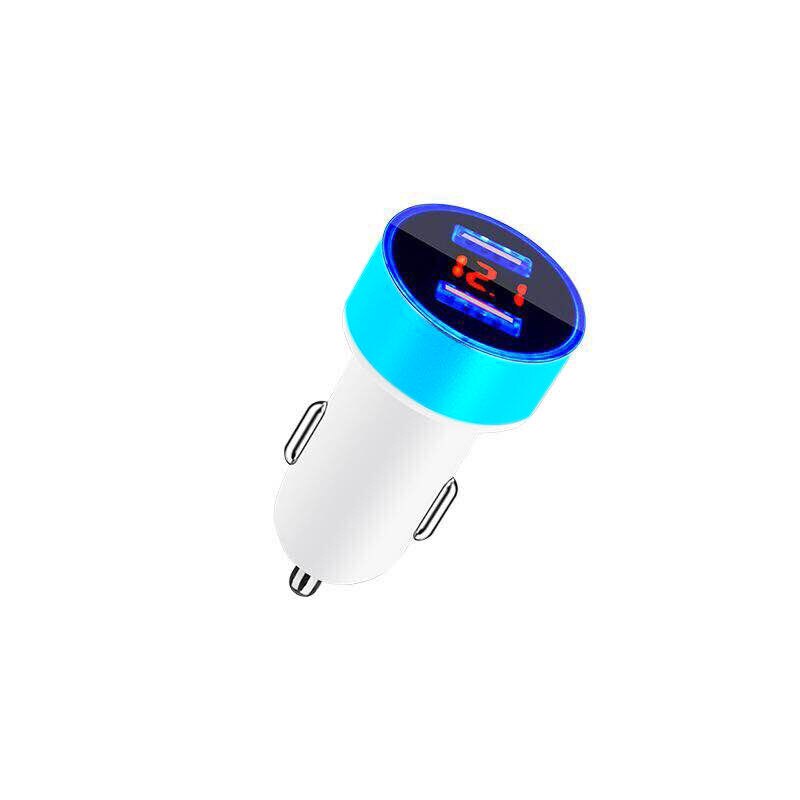 VIKEFON 3.1A Mini USB Auto Ladegerät Für Handy Tablet GPS Schnelle Ladegerät Auto-Ladegerät Dual USB Auto Telefon ladegerät Adapter in Auto: White with Blue