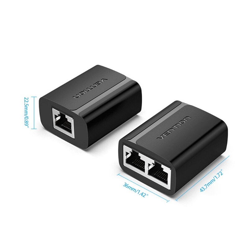 RJ45 Splitter Connector Adapter 1 to 2 Ways Ethernet Splitter Coupler Plug Play Ethernet Extender Converter for Laptop