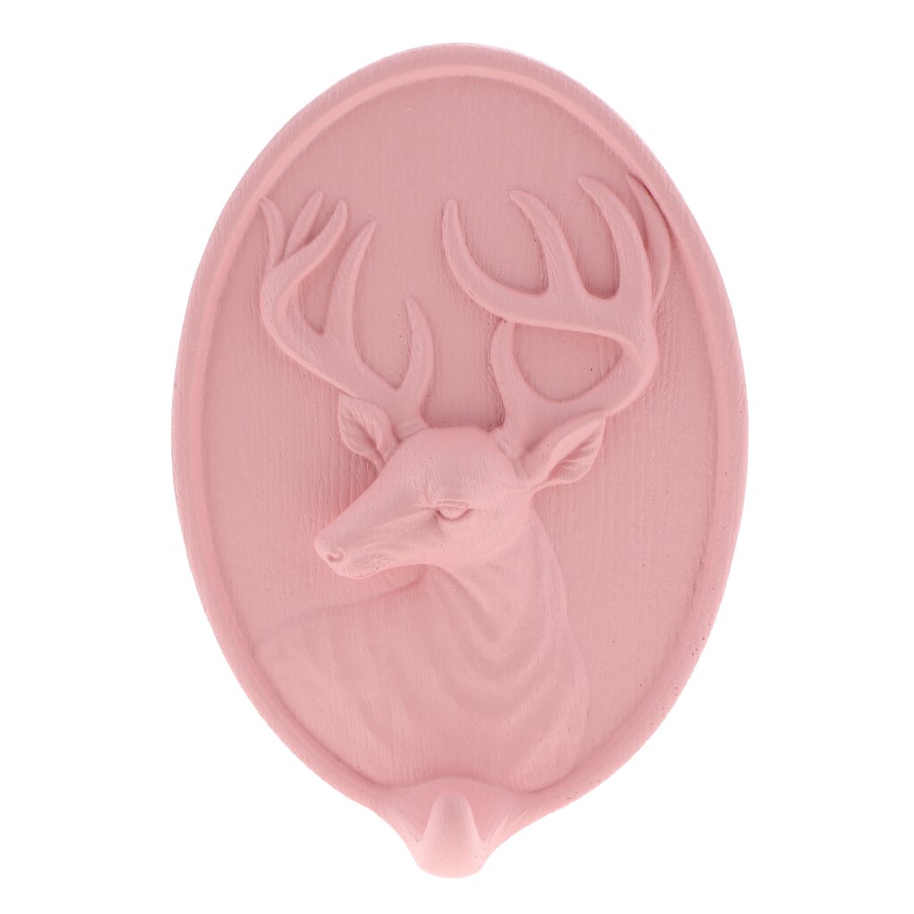 Crochet auto-adhésif pour tête de cerf | Résine 3D de Style nordique, crochet autocollant Mural Art Mural, crochet à stickers: Pink E