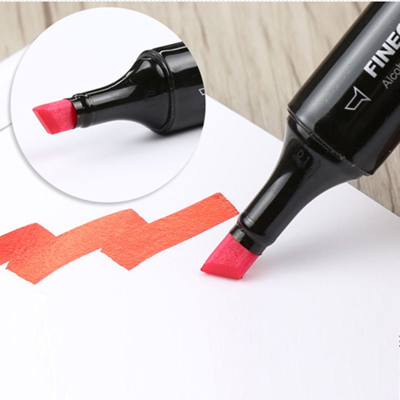 FINECOLOUR-pincel de doble punta, rotulador artístico suave con Alcohol oblicuo, suministros de Arte de cómico, EF102