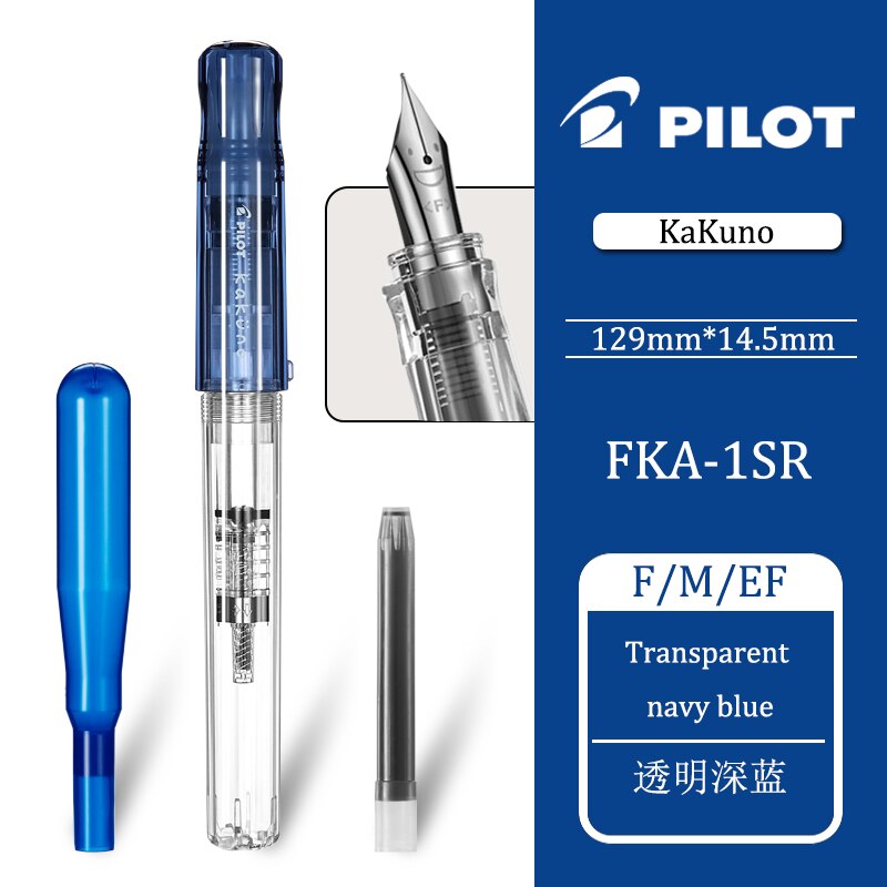 PILOT édition limitée KAKUNO Smiley stylo plume FKA-1SR spécial EF / F / M pointu bureau pratique échange de mots cartouche d'encre: navy blue / M